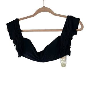 🍀 5/$25🍀 Gorgeous NWT GB black swim top fringe bikini‎ top size medium
